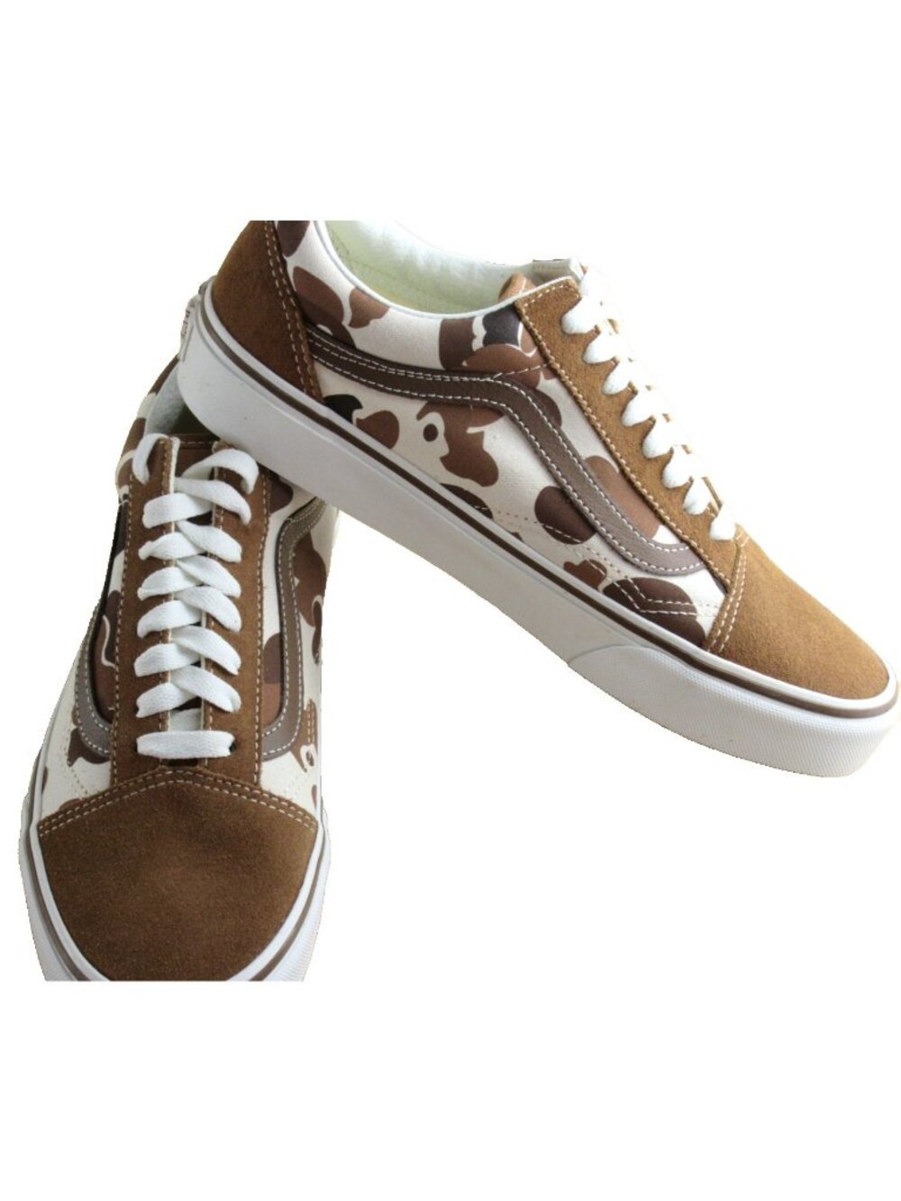 Vans Women's Old Skool Duck Camo Brown White Canvas Suede shoes Size 9 NEW - Picture 4 of 7